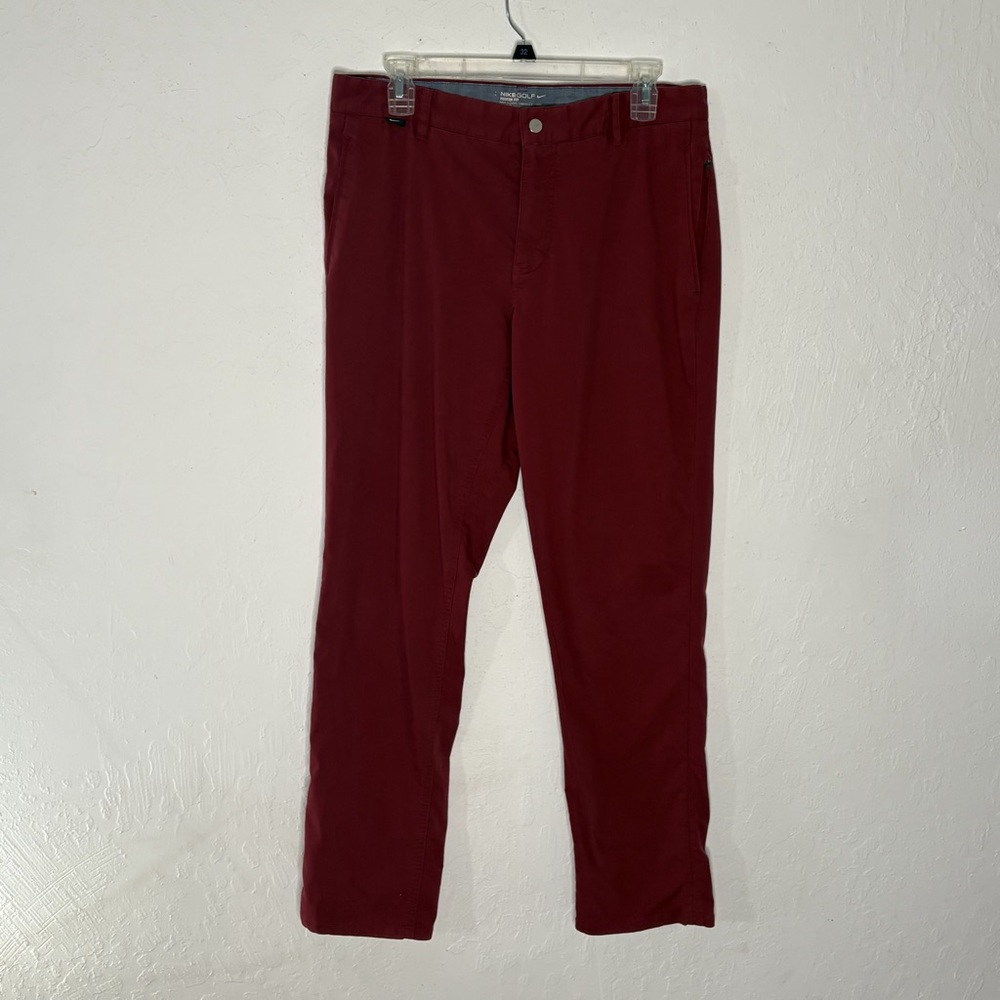 Nike Golf Pants Red Size Men 32/32‎ Classic Fit Straight Leg Dri Fit Zip Button